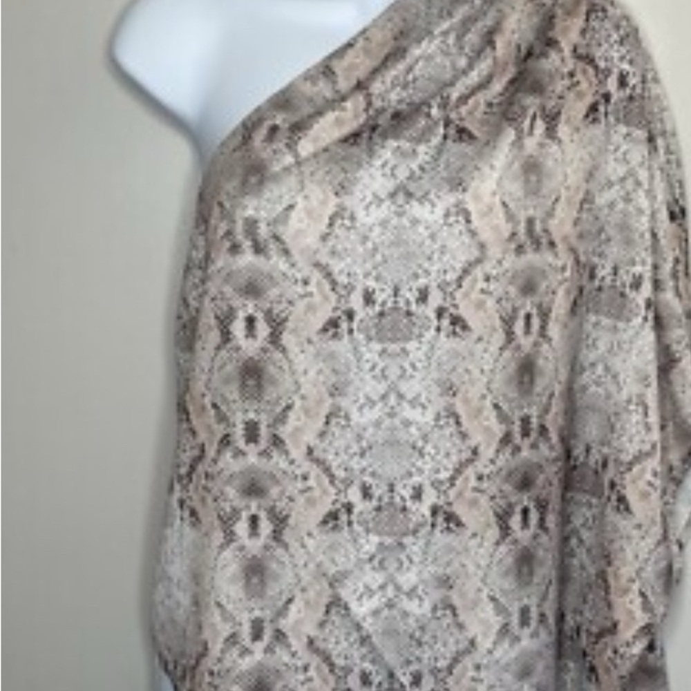 Generation Love Off-Shoulder Satin Blouse in Taupe